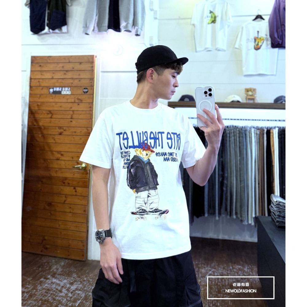『新品上市』重磅滑板熊短T(NOF25038189)-白-細節圖4