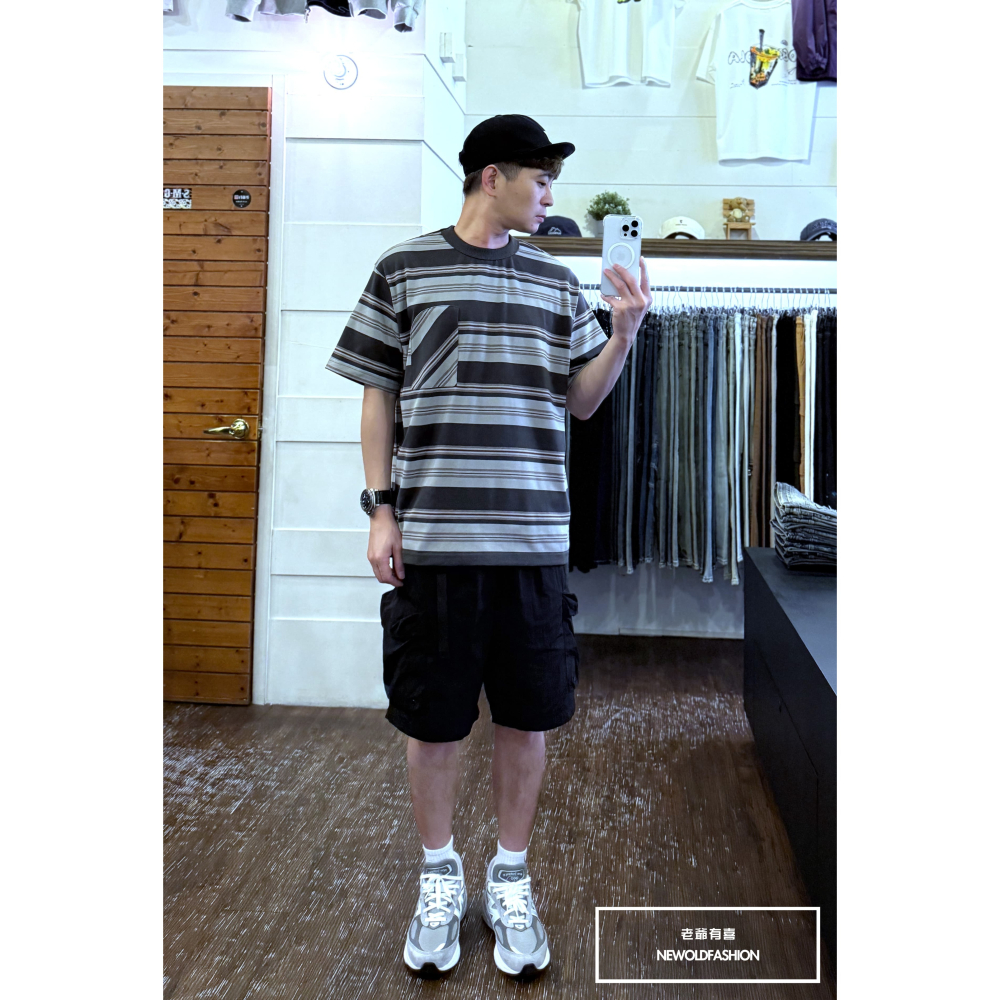 『新品上市』重磅撞色斜紋短T(NOF2503N8076)-灰-細節圖2