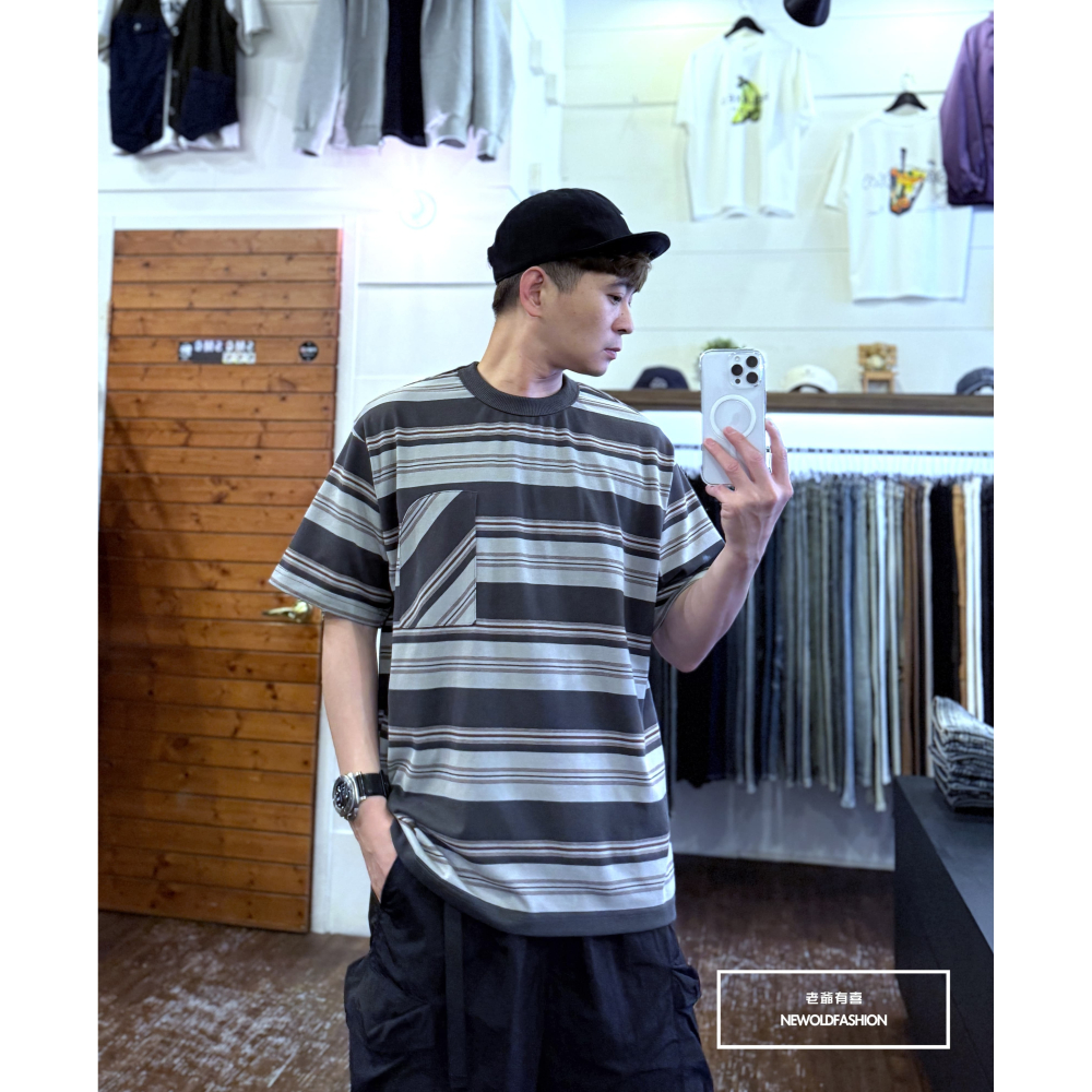 『新品上市』重磅撞色斜紋短T(NOF2503N8076)-灰-細節圖5
