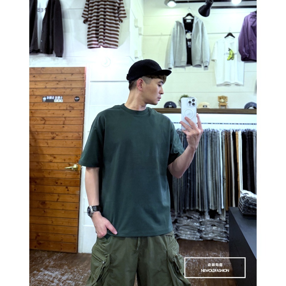 『新品上市』重磅簡約純色素面短T(NOF2503N5037)-深綠-細節圖5