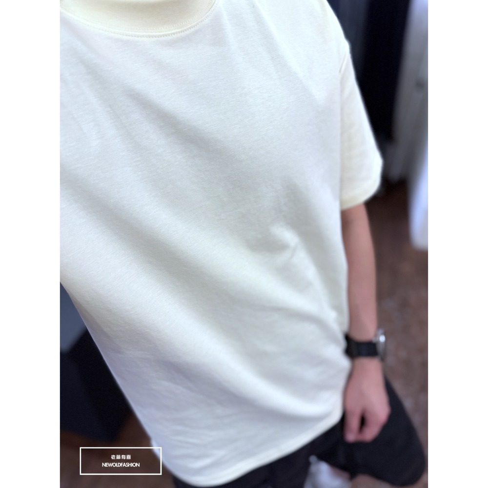 『新品上市』重磅簡約純色素面短T(NOF2503N5037)-米-細節圖3