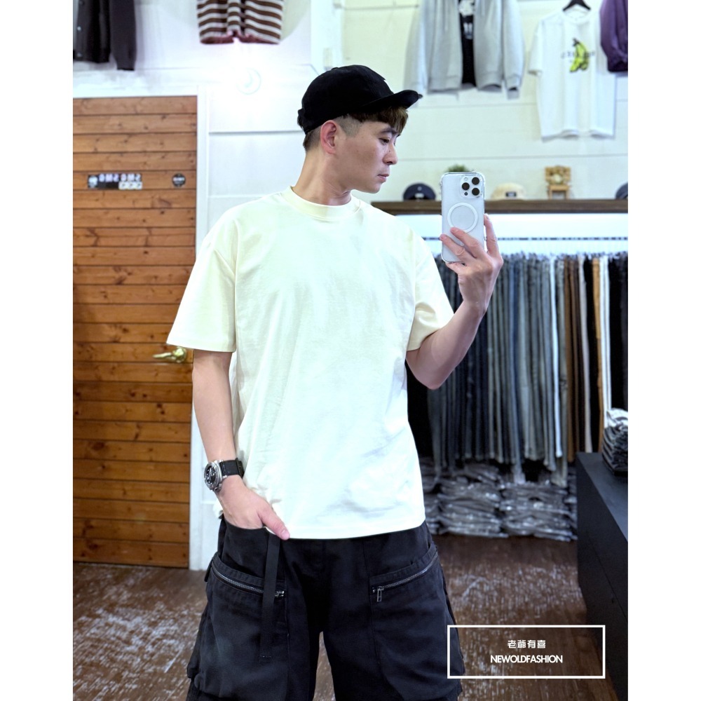 『新品上市』重磅簡約純色素面短T(NOF2503N5037)-米-細節圖7