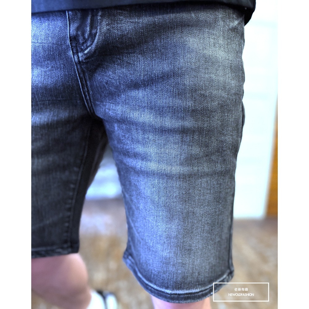 『新品上市』重磅煙灰素面刷白牛仔短褲(NOF25032006)-細節圖9