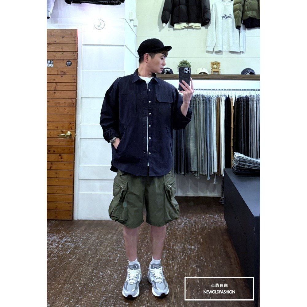 『新品上市』重磅金屬拉鍊雙層口袋工裝短褲(NOF25029901)-軍綠-細節圖5