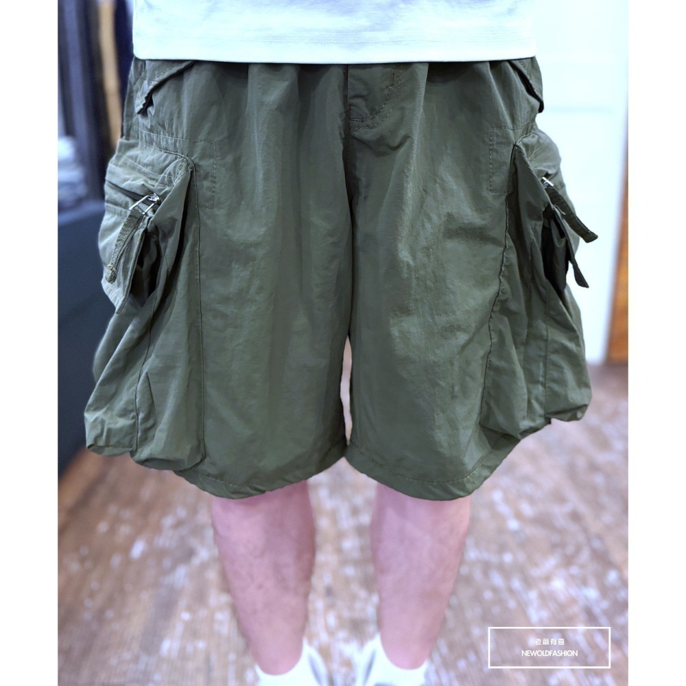 『新品上市』重磅金屬拉鍊雙層口袋工裝短褲(NOF25029901)-軍綠-細節圖6