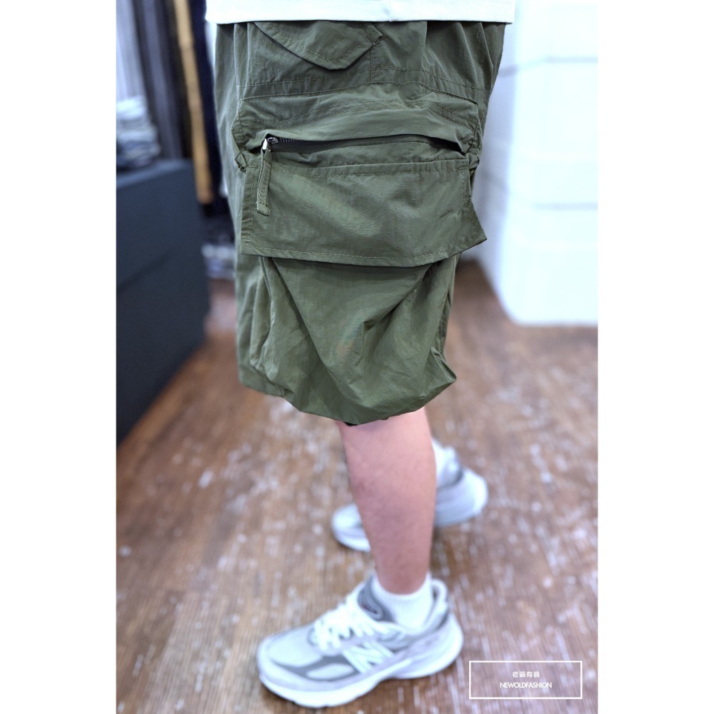 『新品上市』重磅金屬拉鍊雙層口袋工裝短褲(NOF25029901)-軍綠-細節圖9