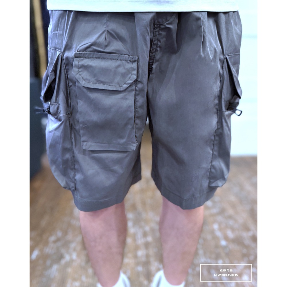 『新品上市』重磅長型拉鍊口袋工裝短褲(NOF25026665)-深灰-細節圖8