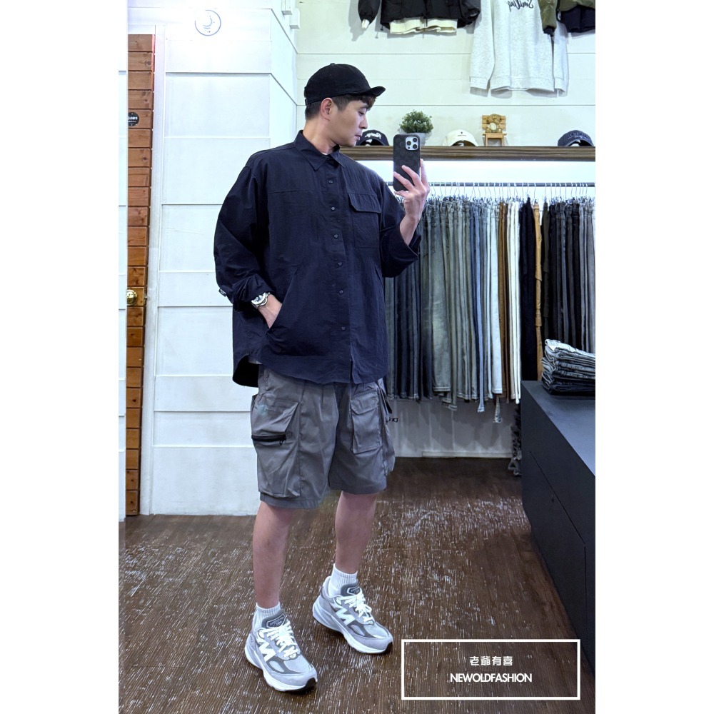 『新品上市』重磅長型拉鍊口袋工裝短褲(NOF25026665)-深灰-細節圖10