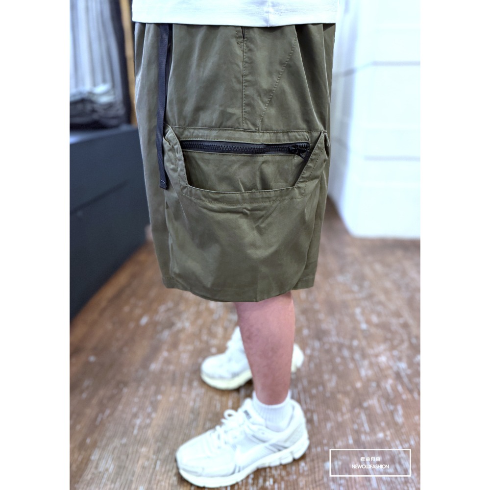 『新品上市』重磅黑拉鍊布標口袋工裝短褲(NOF25028302)-軍綠-細節圖10