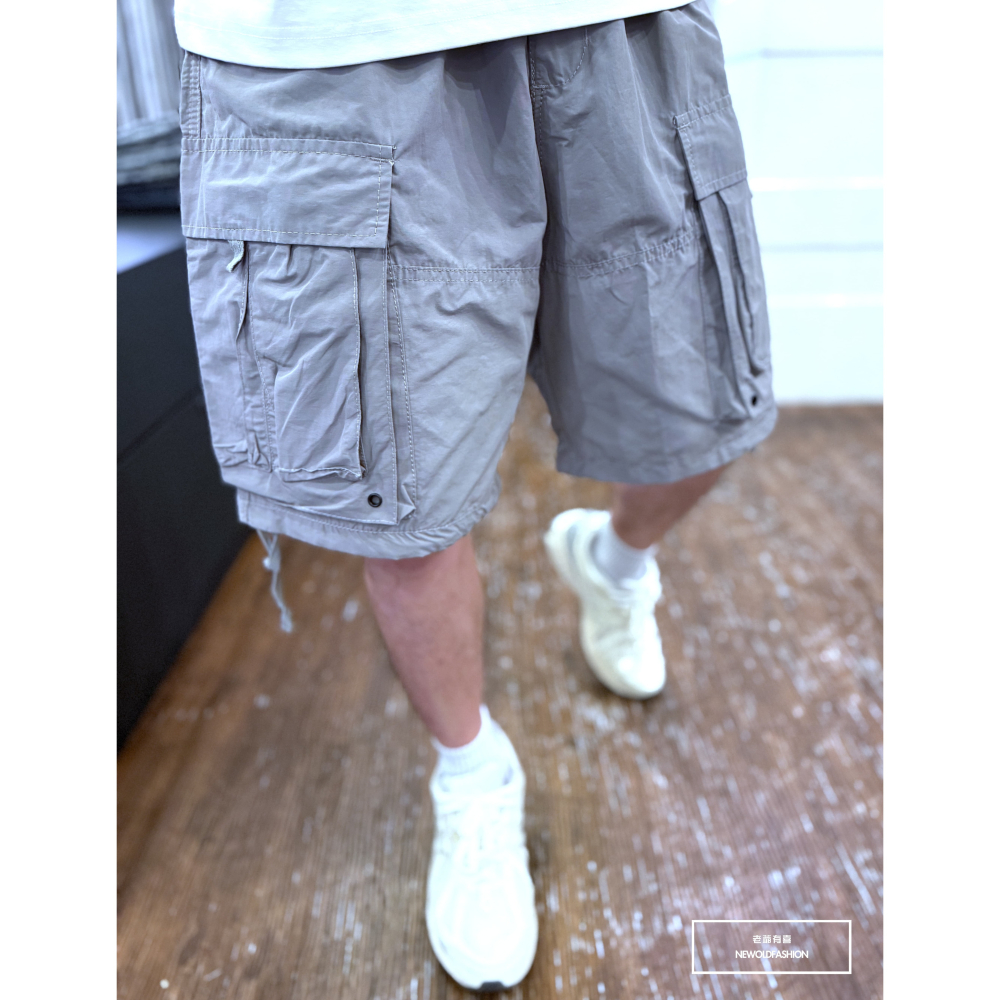 『新品上市』重磅雙層直口袋工裝短褲(NOF25029902)-灰-細節圖2