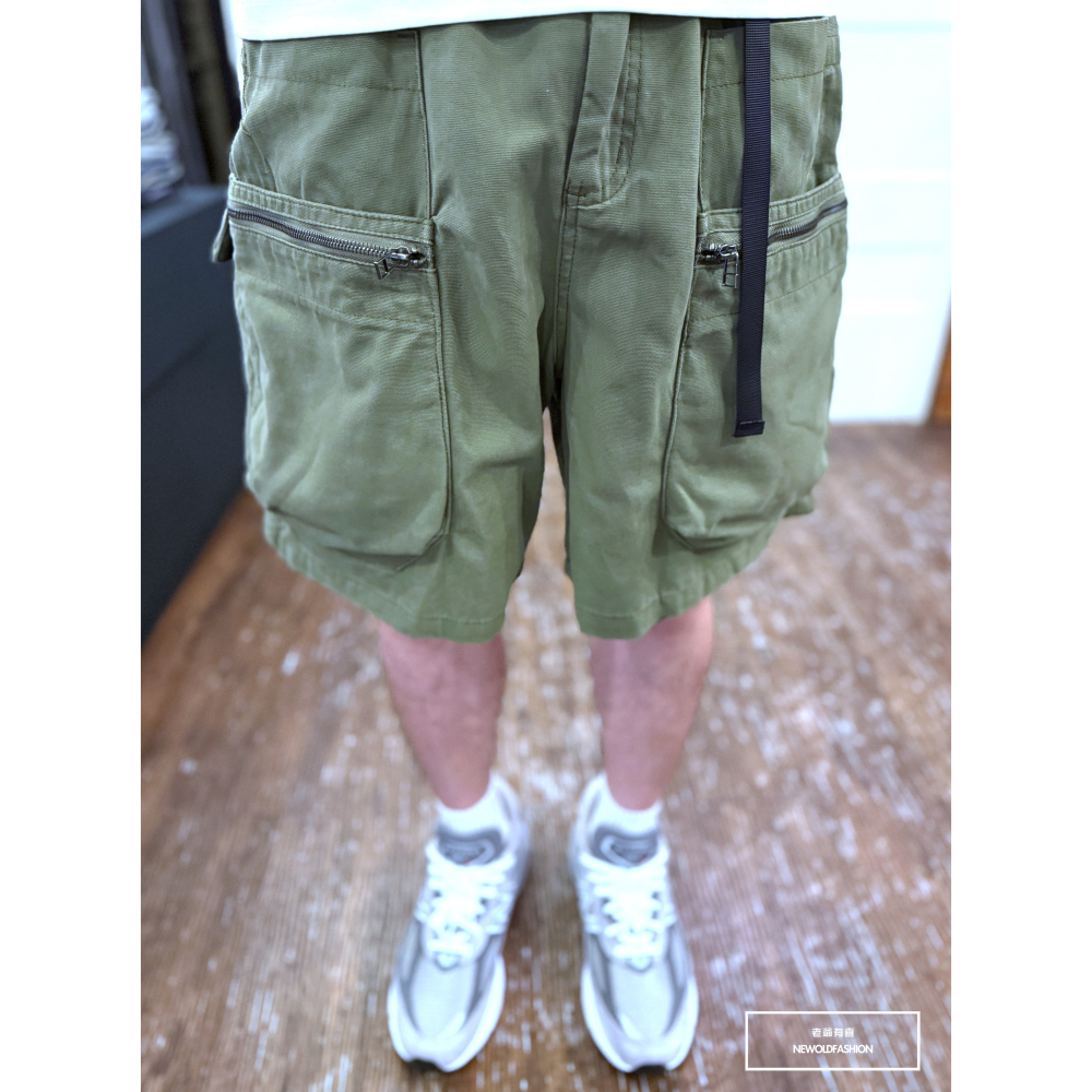 『新品上市』重磅多層拉鍊大口袋工裝短褲(NOF25028303)-軍綠-細節圖6