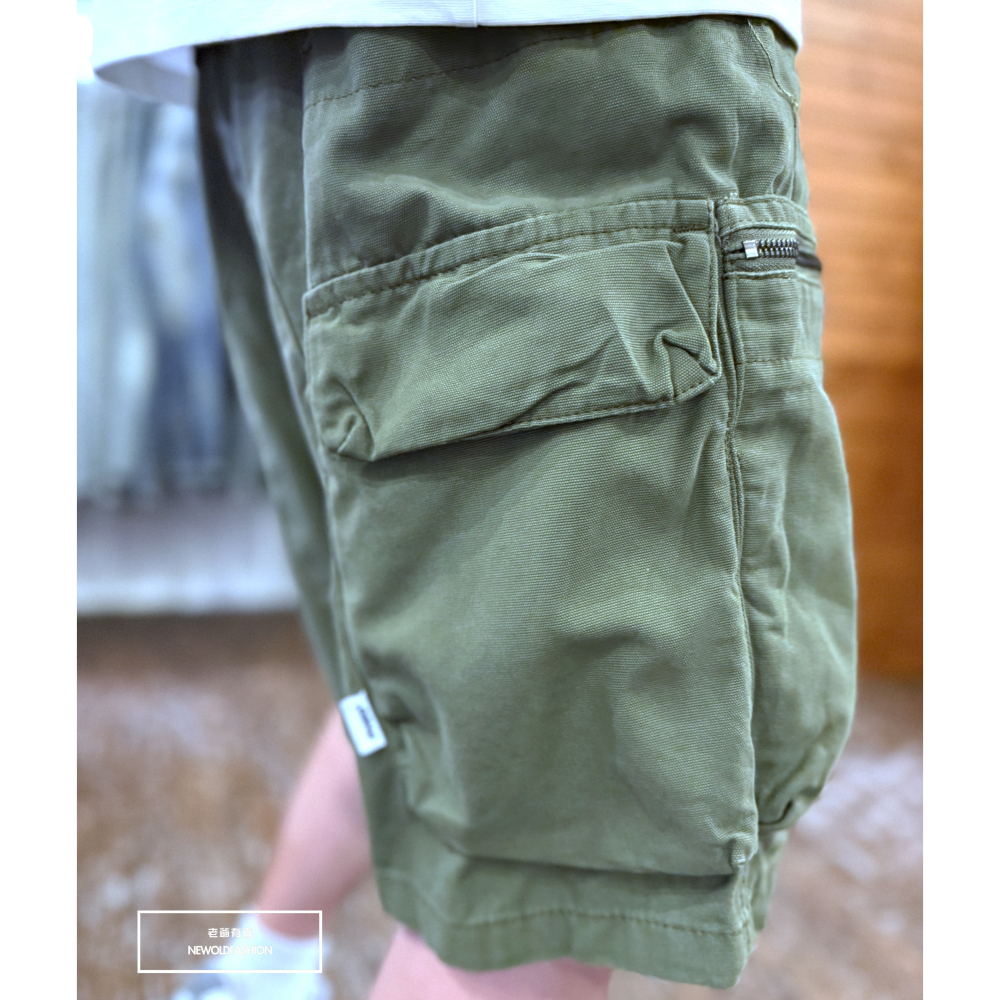 『新品上市』重磅多層拉鍊大口袋工裝短褲(NOF25028303)-軍綠-細節圖7
