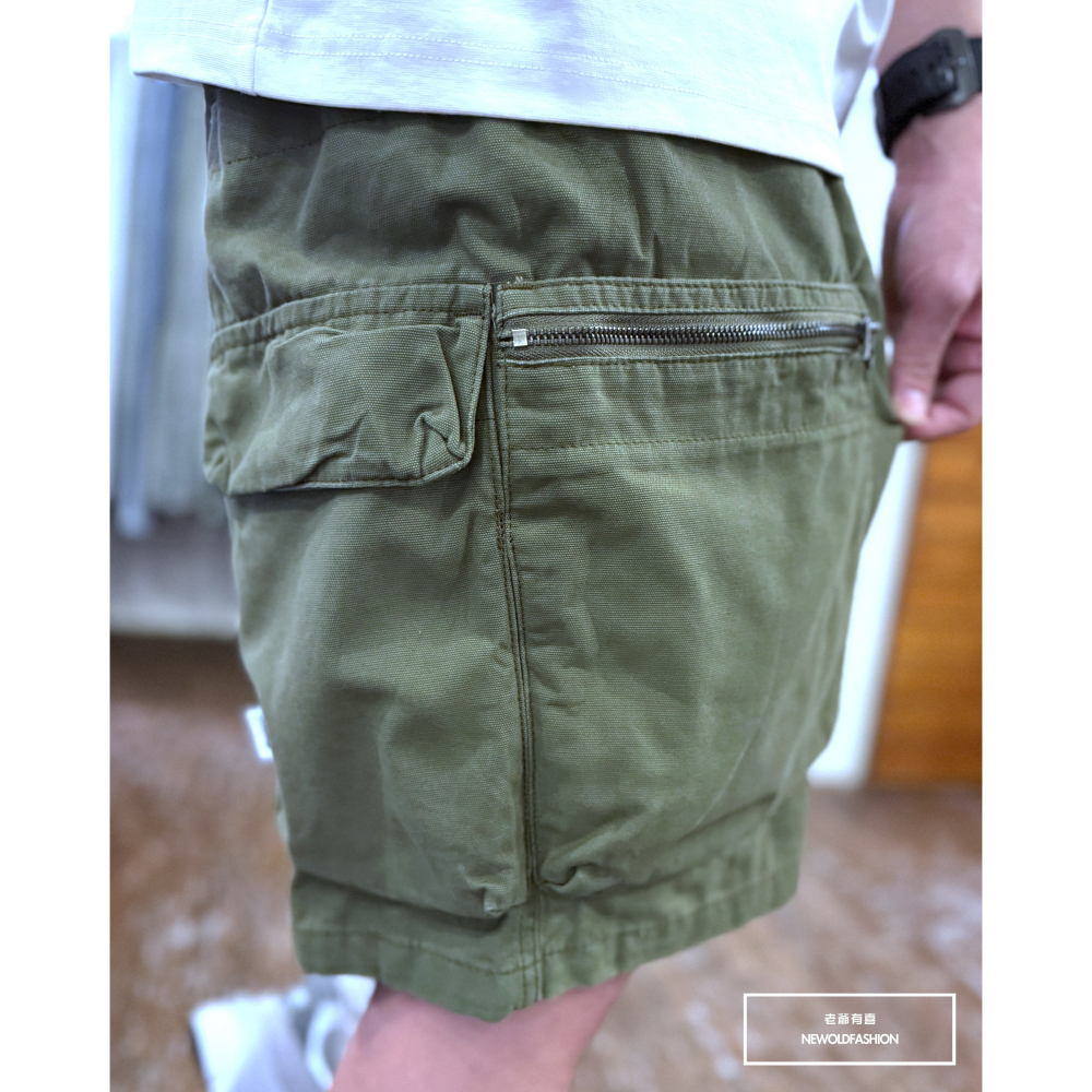 『新品上市』重磅多層拉鍊大口袋工裝短褲(NOF25028303)-軍綠-細節圖8