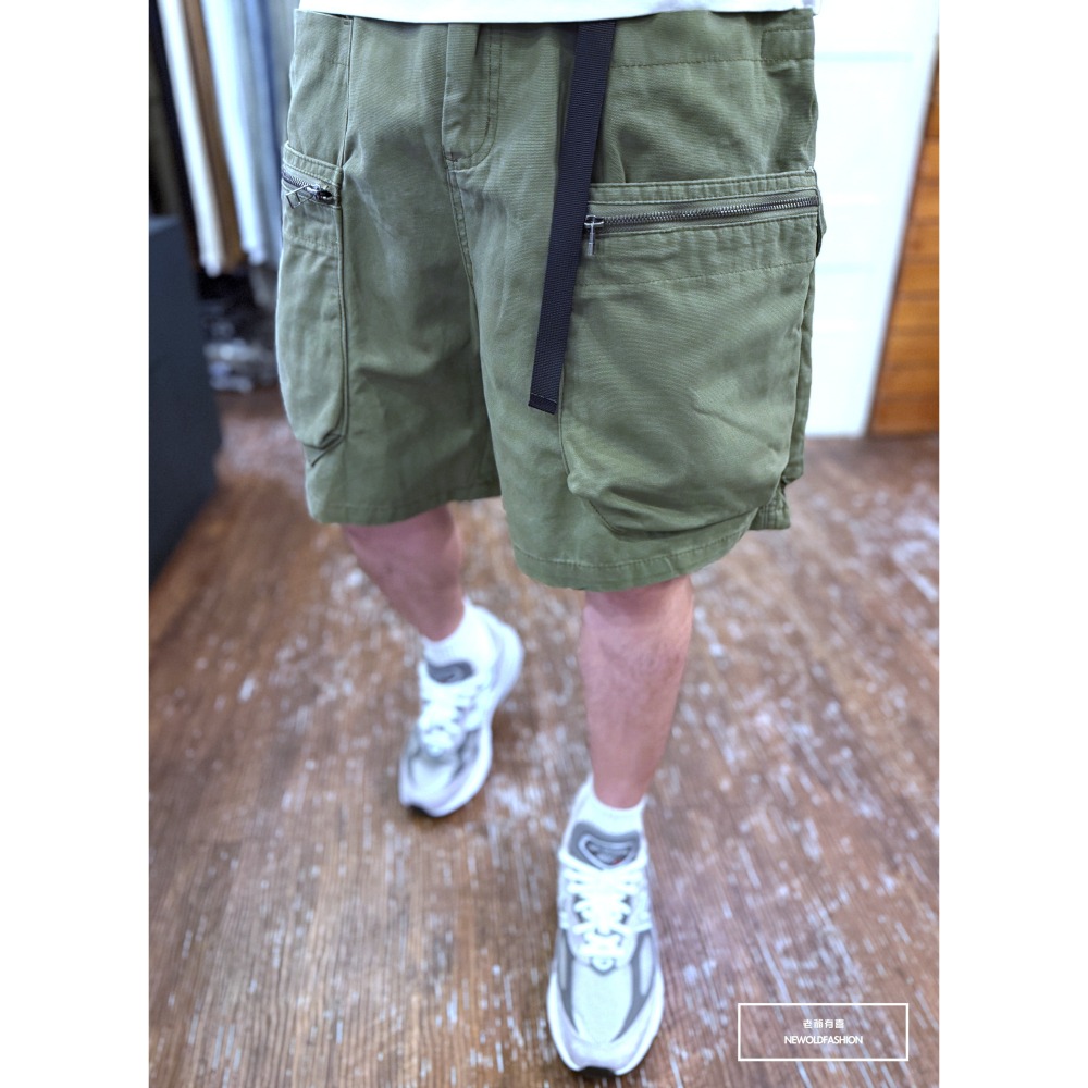 『新品上市』重磅多層拉鍊大口袋工裝短褲(NOF25028303)-軍綠-細節圖2