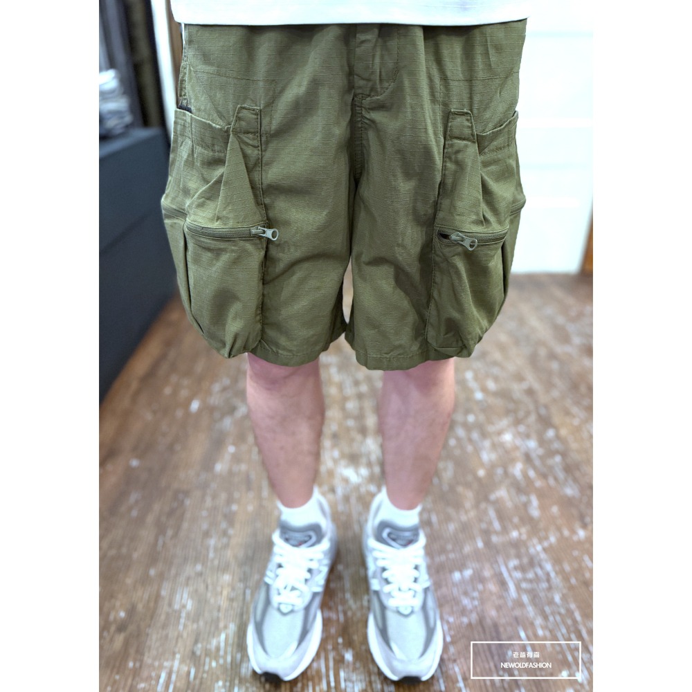 『新品上市』重磅立體拼接大口袋工裝短褲(NOF25028380)-軍綠-細節圖3
