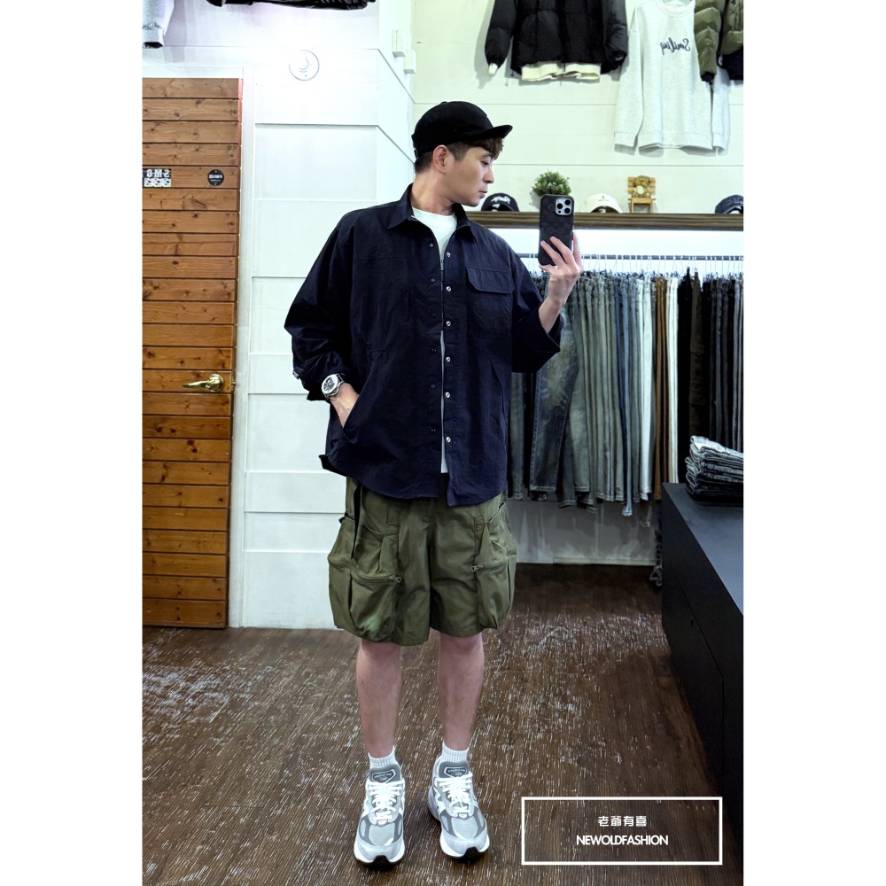 『新品上市』重磅立體拼接大口袋工裝短褲(NOF25028380)-軍綠-細節圖4