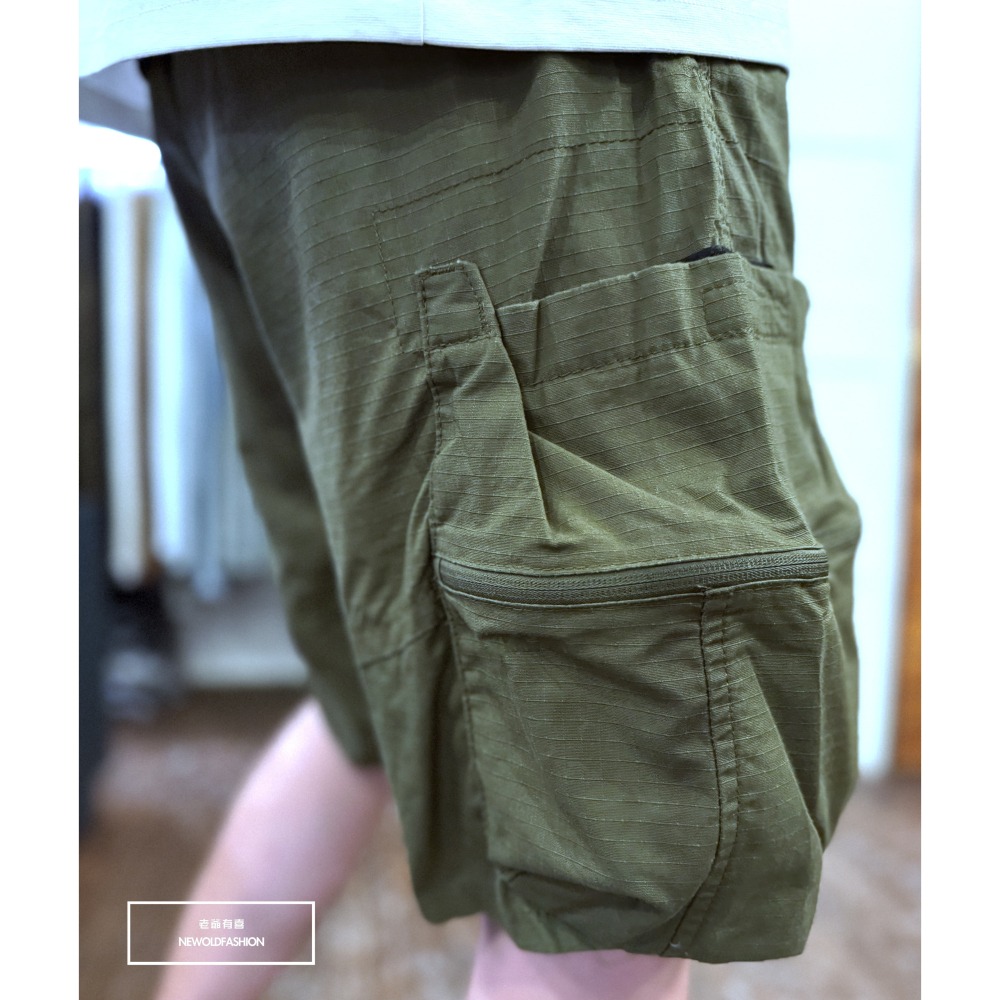 『新品上市』重磅立體拼接大口袋工裝短褲(NOF25028380)-軍綠-細節圖9