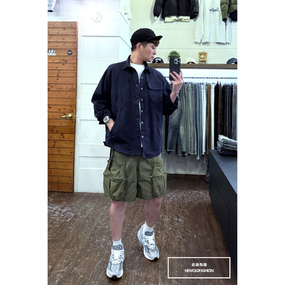 『新品上市』重磅立體拼接大口袋工裝短褲(NOF25028380)-軍綠-細節圖10