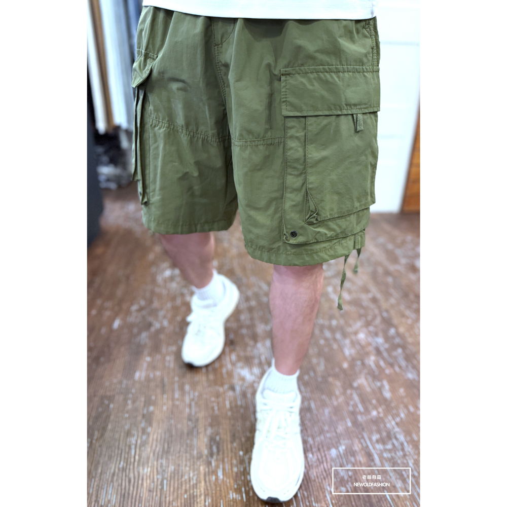 『新品上市』重磅雙層直口袋工裝短褲(NOF25029902)-軍綠-細節圖3