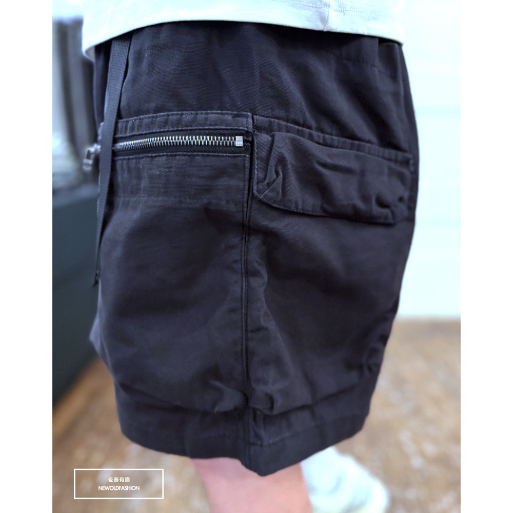 『新品上市』重磅多層拉鍊大口袋工裝短褲(NOF25028303)-黑藍-細節圖5