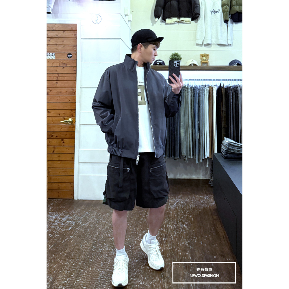 『新品上市』重磅多層拉鍊大口袋工裝短褲(NOF25028303)-黑藍-細節圖6