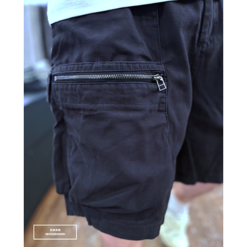 『新品上市』重磅多層拉鍊大口袋工裝短褲(NOF25028303)-黑藍-細節圖8