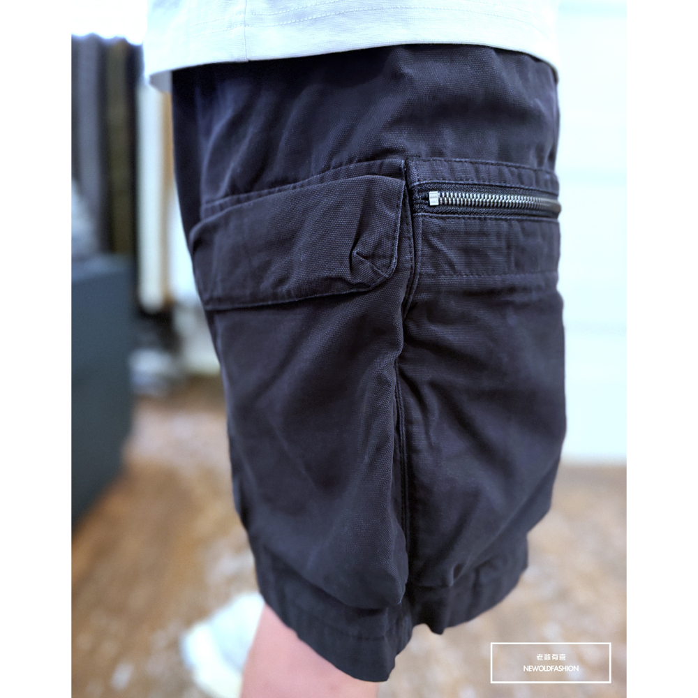 『新品上市』重磅多層拉鍊大口袋工裝短褲(NOF25028303)-黑藍-細節圖10