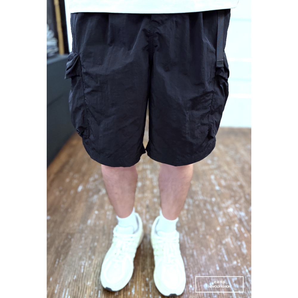 『新品上市』重磅黑環魔鬼氈口袋工裝短褲(NOF25029904)-黑-細節圖3