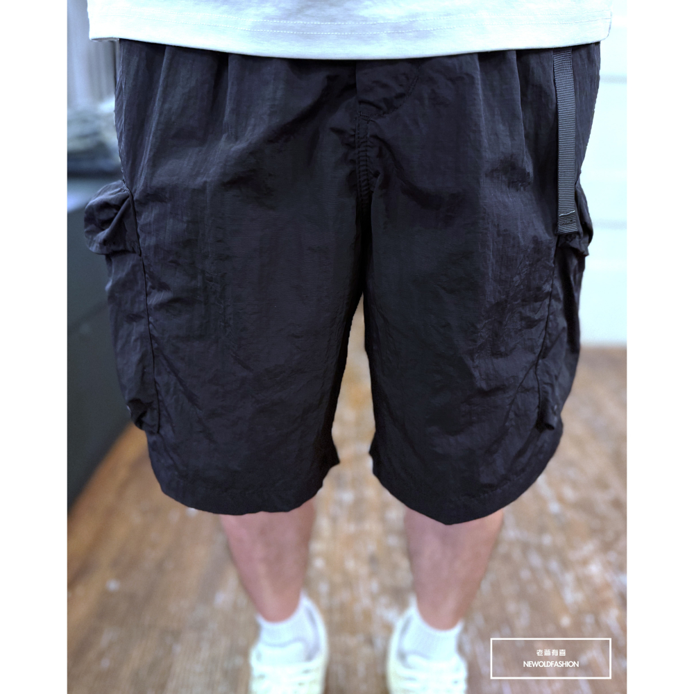 『新品上市』重磅黑環魔鬼氈口袋工裝短褲(NOF25029904)-黑-細節圖6
