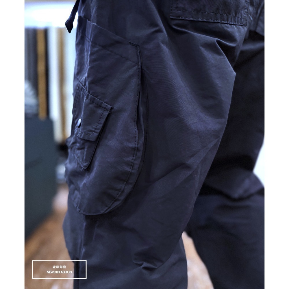 『新品上市』重磅多口袋綁帶工裝寬褲-黑(NOF25029001)-細節圖3