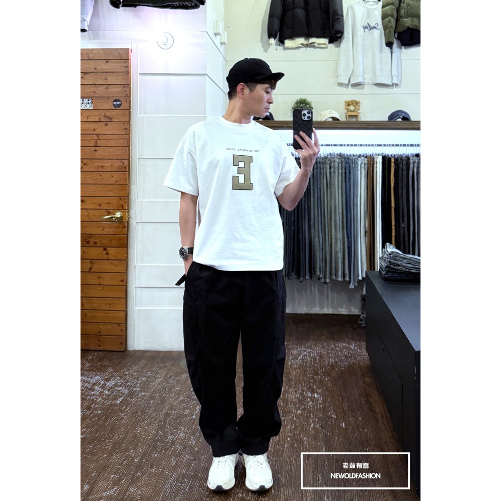 『新品上市』重磅雙側口袋扣環綁帶工裝寬褲-黑(NOF25028288)-細節圖5