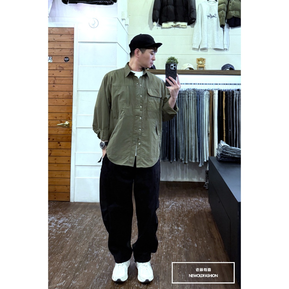 『新品上市』重磅雙側口袋扣環綁帶工裝寬褲-黑(NOF25028288)-細節圖9