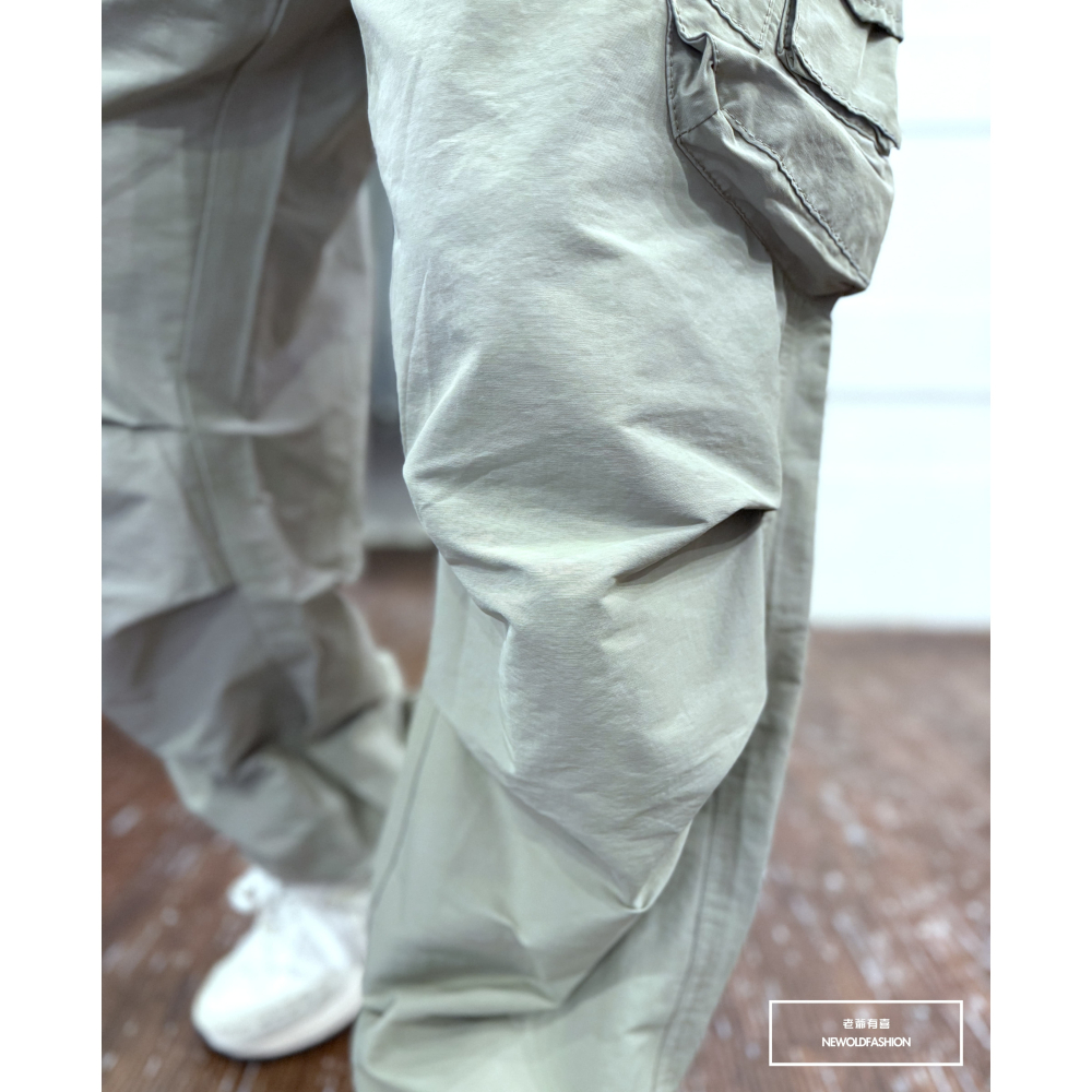 『新品上市』重磅多口袋綁帶工裝寬褲-卡其(NOF25029001)-細節圖2