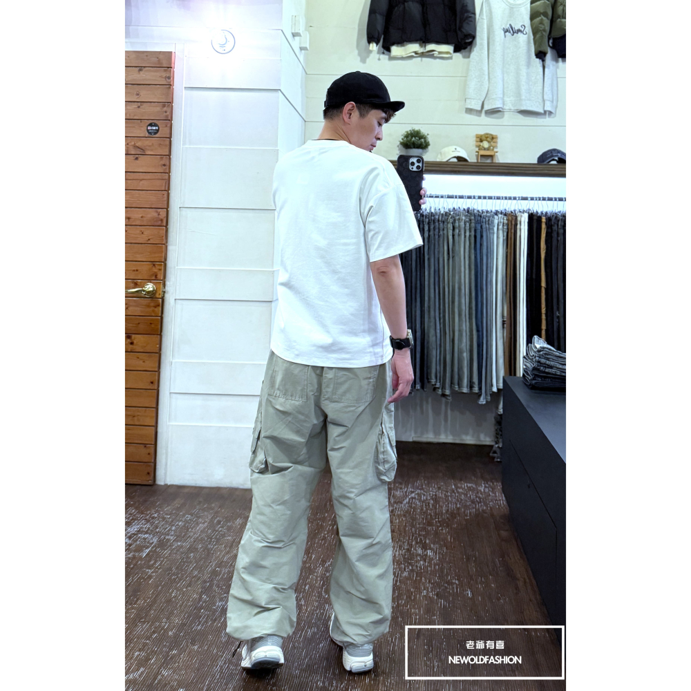 『新品上市』重磅多口袋綁帶工裝寬褲-卡其(NOF25029001)-細節圖5