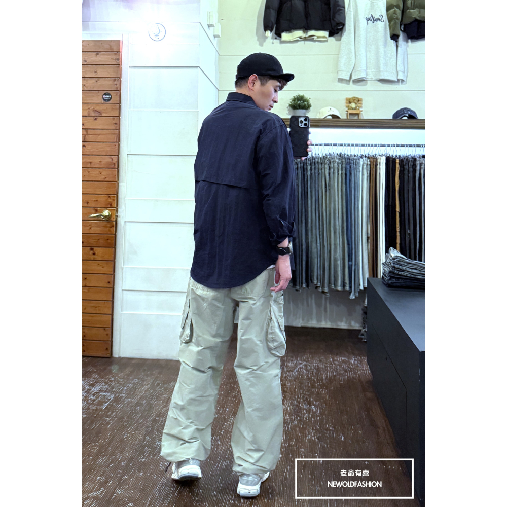 『新品上市』重磅多口袋綁帶工裝寬褲-卡其(NOF25029001)-細節圖10