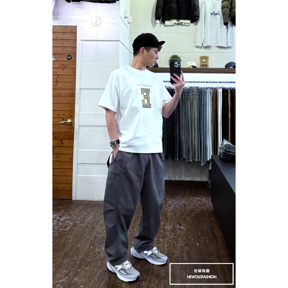 『新品上市』重磅雙側口袋扣環綁帶工裝寬褲-深灰(NOF25028288)-細節圖9