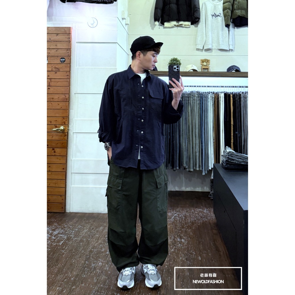『新品上市』重磅魔鬼氈口袋工裝寬褲-軍綠(NOF25029007)-細節圖4