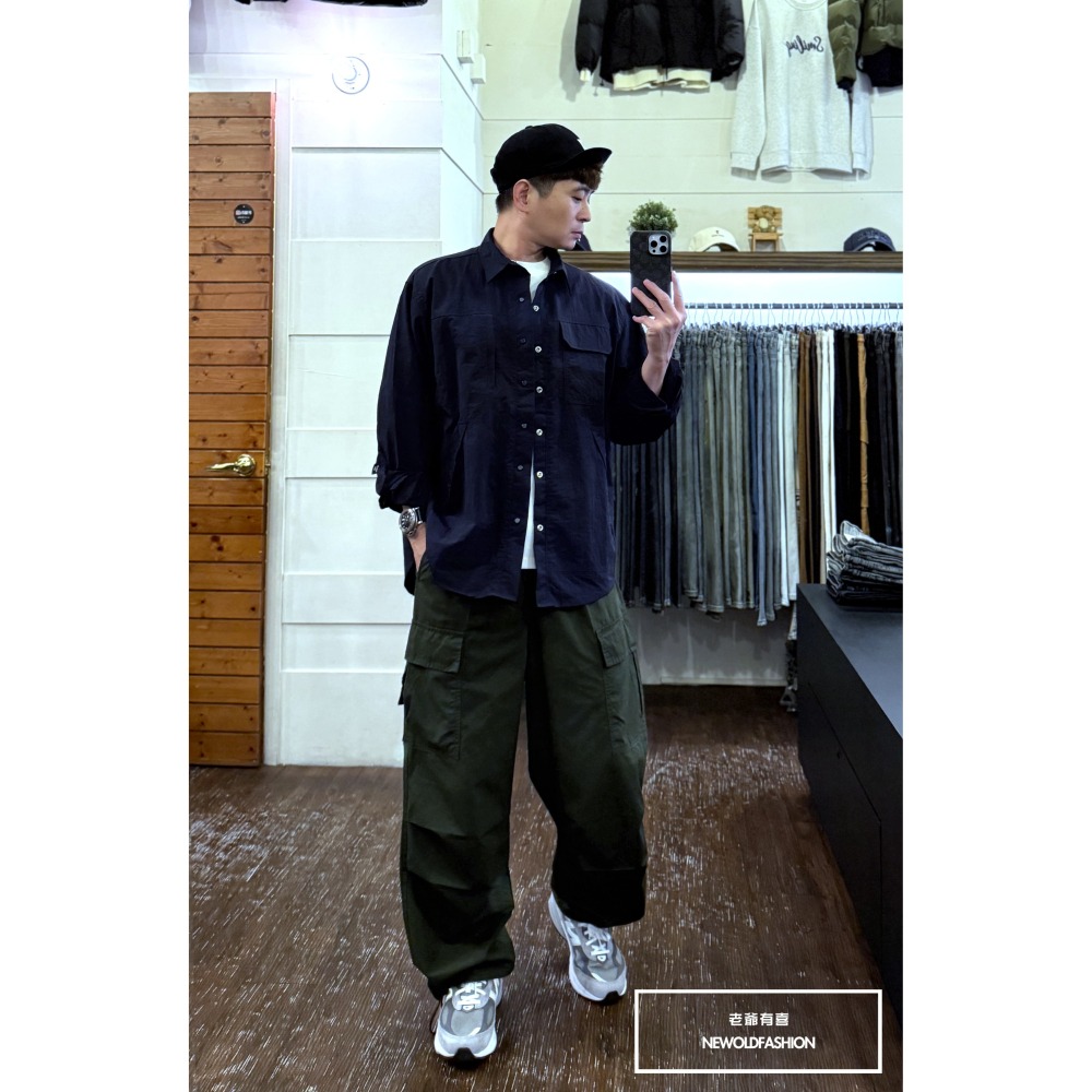 『新品上市』重磅魔鬼氈口袋工裝寬褲-軍綠(NOF25029007)-細節圖10