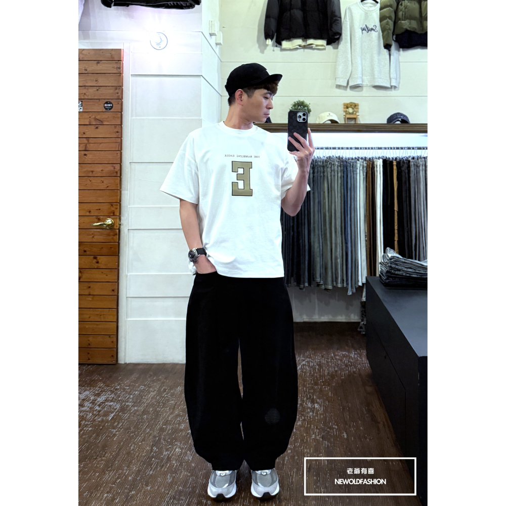 『新品上市』重磅大口袋抽繩打褶工裝寬褲-黑(NOF25023009)-細節圖5