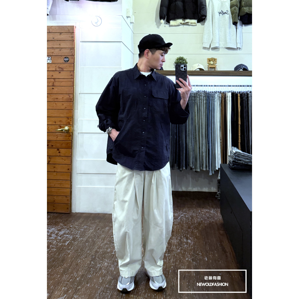『新品上市』重磅大口袋抽繩打褶工裝寬褲-卡其(NOF25023009)-細節圖5