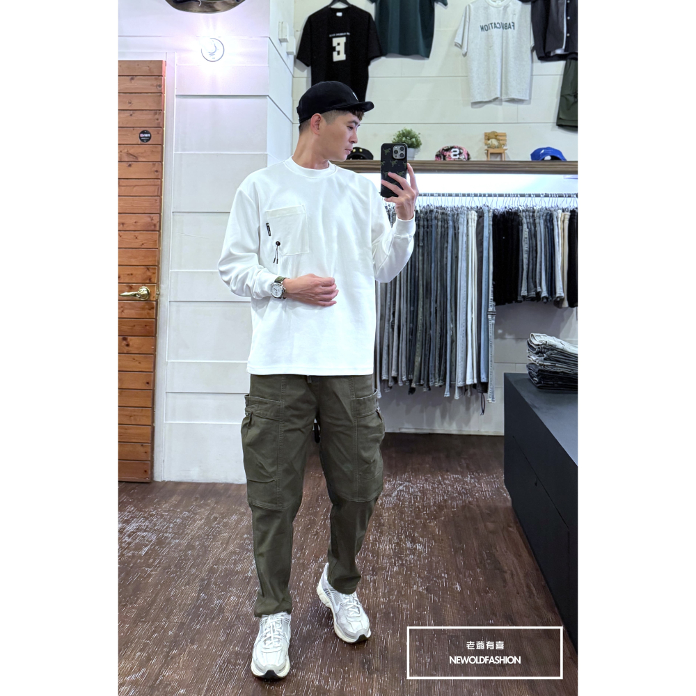 『新品上市』重磅黑標口袋織紋大學T-白(NOF2409F2620)-細節圖10