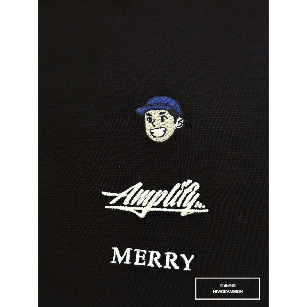『新品上市』重磅Merry帽子男孩刺繡大學T-黑(NOF2410G5036)-細節圖5