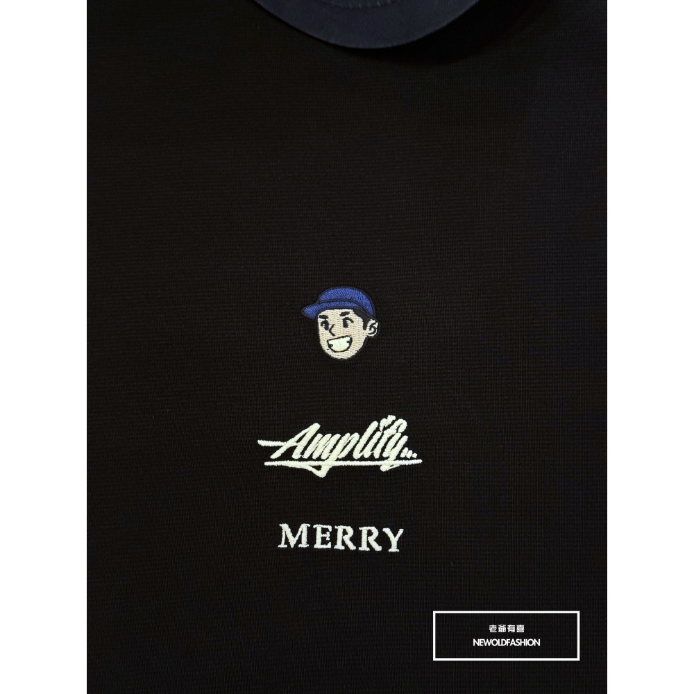 『新品上市』重磅Merry帽子男孩刺繡大學T-黑(NOF2410G5036)-細節圖9