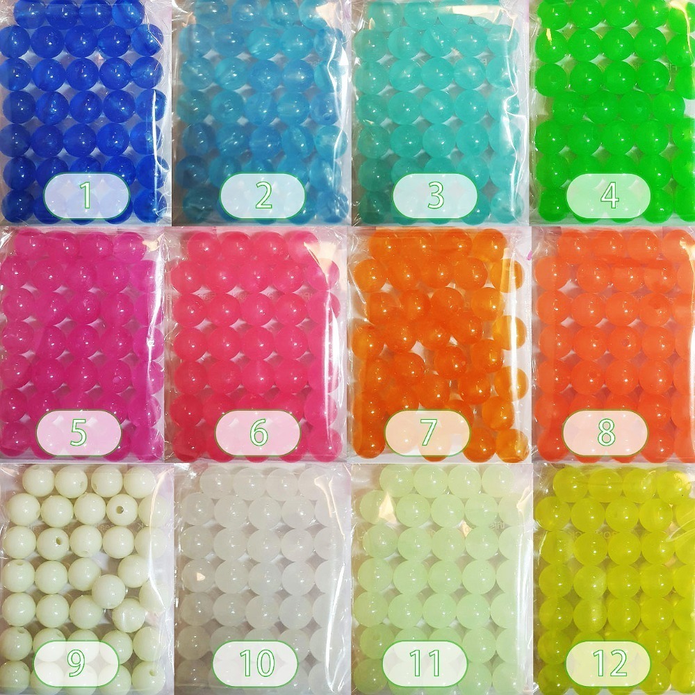 西西手工藝材料 26148 夜光珠10mm超值包(約16g 夜明珠珠 發光珠 散珠子 圓珠串珠材料 圓形珠子圓型 發亮珠-細節圖2