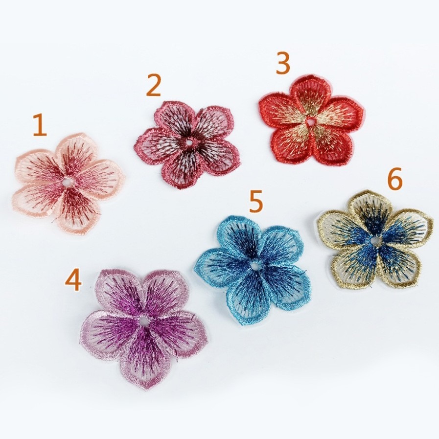 西西手工藝材料 26231 刺繡五瓣花片(2入)直徑約4.5cm 電繡布貼 臂章刺繡貼片 刺繡布貼 刺綉布貼 滿額免運-細節圖4