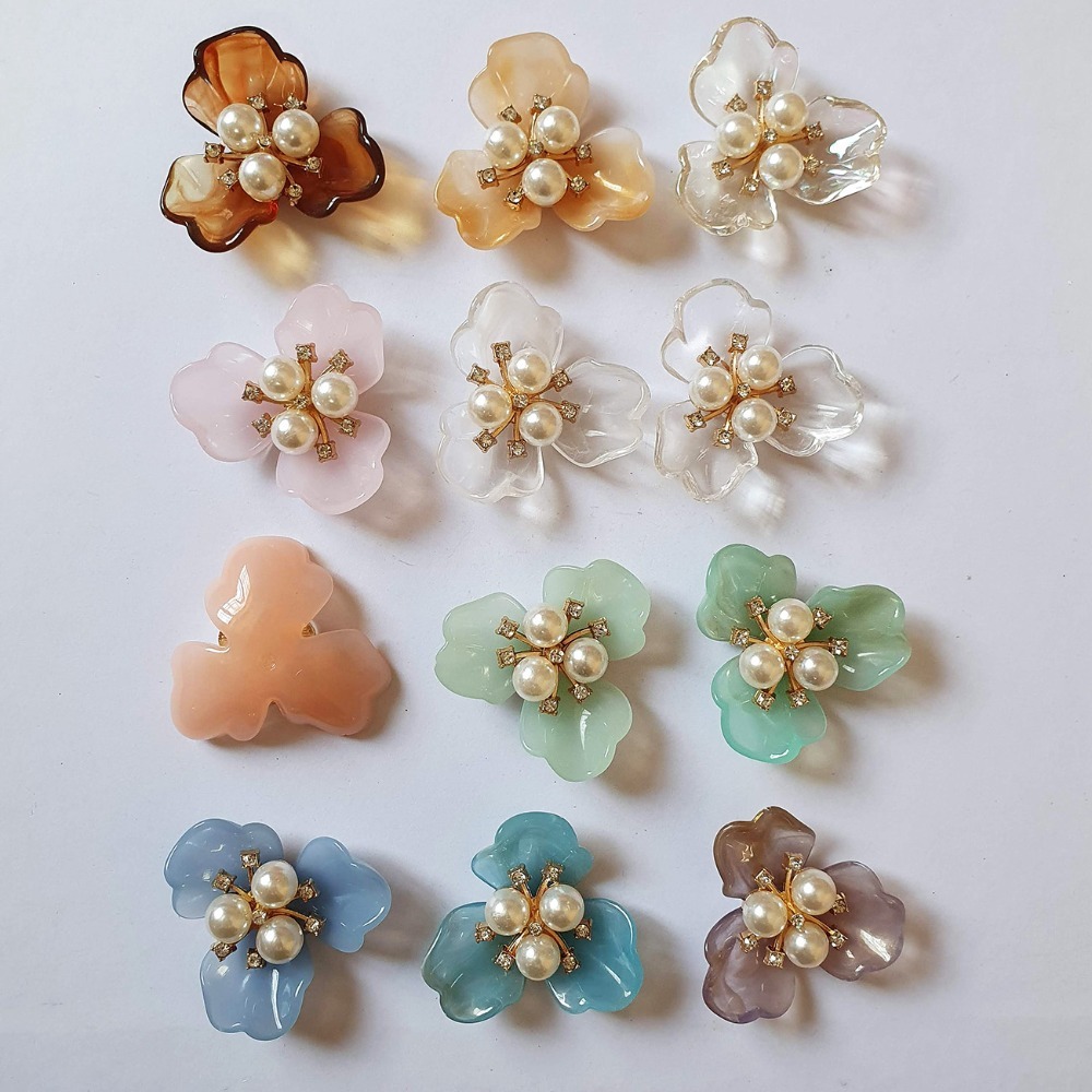 西西手工藝材料 26236 仿貝殼珍珠花飾(1入)直徑約4cm 髮夾貼飾花 美甲 光療指甲美容 髮飾貼片花材料 滿額免運-細節圖2