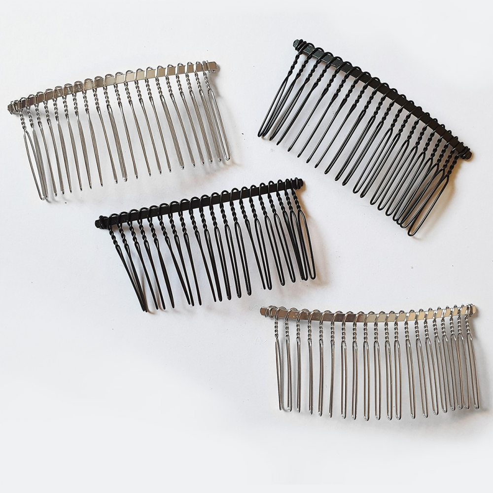 西西手工藝材料 髮梳(2入)#20齒#30齒#40齒 髮飾 銀色髮梳 金屬髮梳黑色 瀏海梳 瀏海髮叉梳 髮插梳 滿額免運-細節圖5