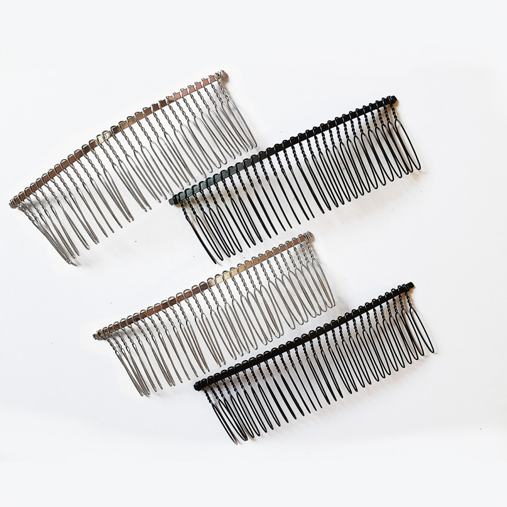 西西手工藝材料 髮梳(2入)#20齒#30齒#40齒 髮飾 銀色髮梳 金屬髮梳黑色 瀏海梳 瀏海髮叉梳 髮插梳 滿額免運-細節圖6