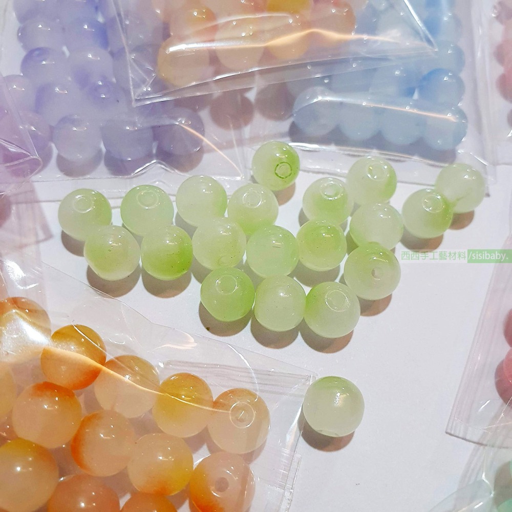 西西手工藝材料 26108 雙色仿玉珠8mm(約20入) 玻璃珠 雙色圓珠 髮簪仿玉圓珠 漸層珠 大珠子 散珠 滿額免運-細節圖2