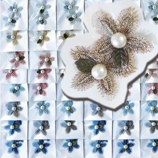 西西手工藝材料 24839 帶珠刺繡花片(2入)直徑約3.6cm 電繡布貼 臂章刺繡貼片 刺繡布貼 刺綉布貼 滿額免運-細節圖2